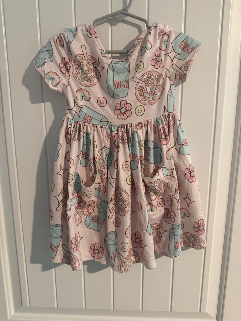Mila & Rose Girls Dress Size 3T Cereal Milk Print Pocket Dress Pink Boutique